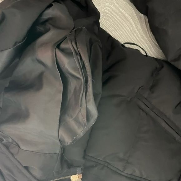 Michael Kors down feather long sleeve puffer jacket black gold buttons high coll - Picture 10 of 12